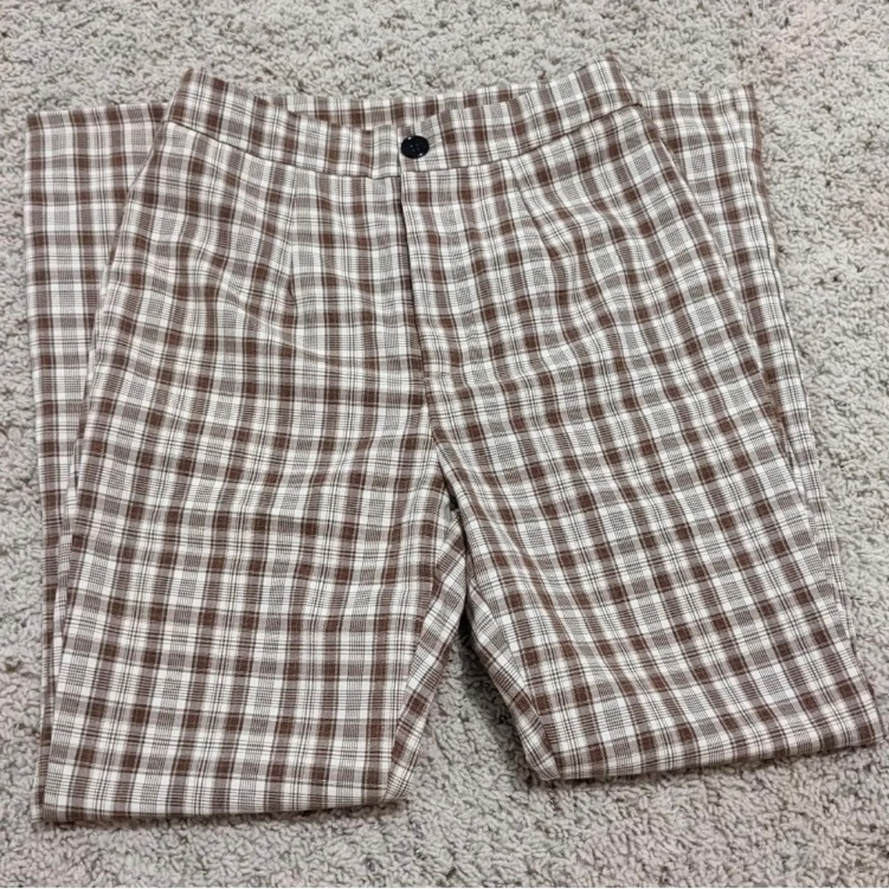 Brown plaid pants